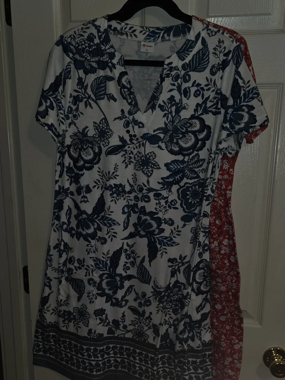 Women's‎ Navy Floral & Red Floral Midi Dresses - Casual V-Neck